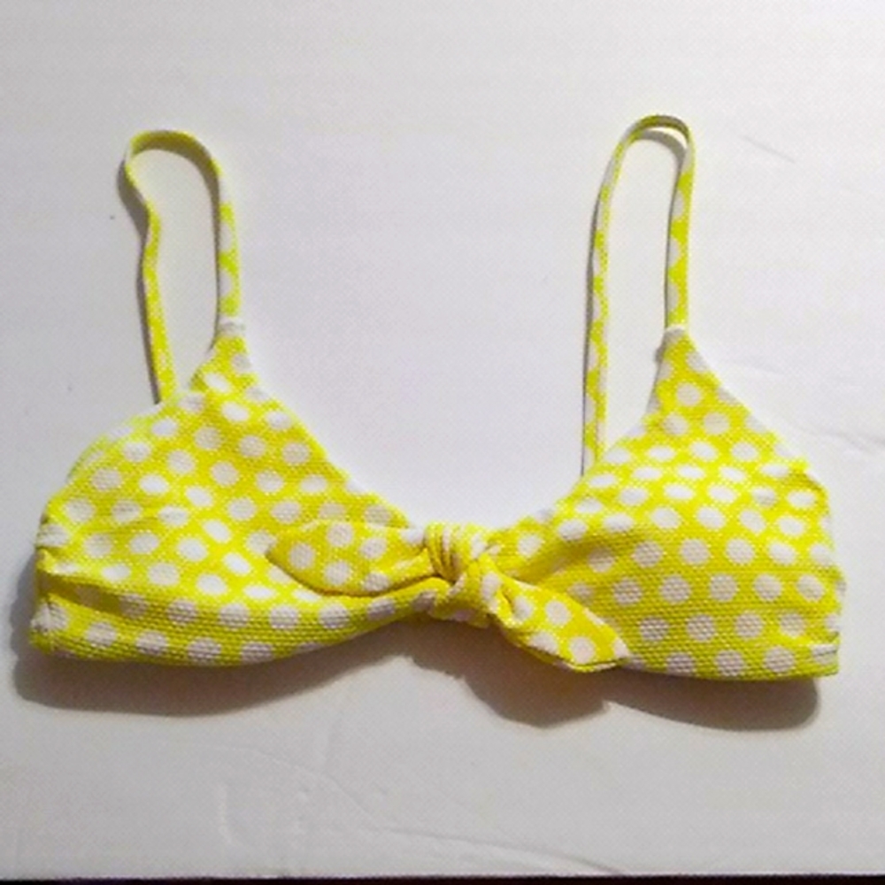 Nwt Yellow & White Polka Dot Bikini Top - Picture 1 of 5